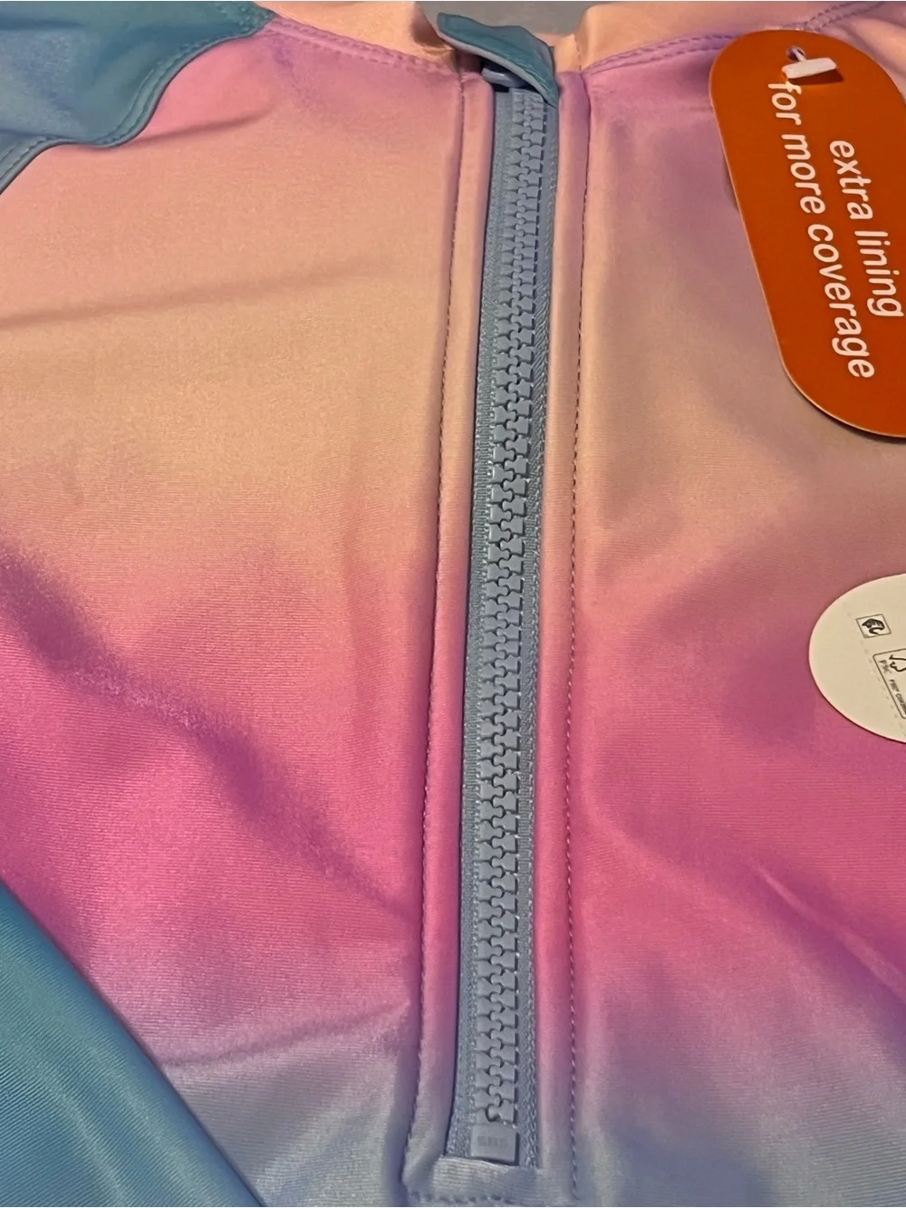 NWT Wonder Nation Girls 10/12 Pastel Ombre Long Sleeve One Piece Swimsuit UPF 50